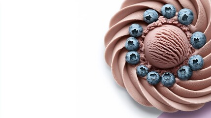 Naklejka premium Pink ice cream swirl topped with blueberries