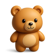 Obraz premium Adorable Brown Teddy Bear 3D Render on Dark Background