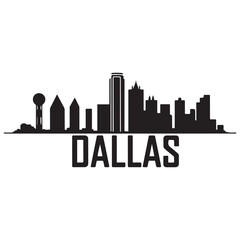 Fototapeta premium Vector Dallas skyline. Travel Dallas famous landmarks. Business and tourism concept for presentation, banner, web site. Vector black silhouette. with white background
