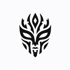 Obraz premium Abstract Black White Mask Design on Clean White Background