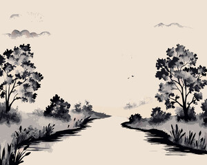 silhouette of a tree with flowers