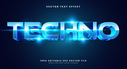 Techno futuristic Style 3D editable text effect Template