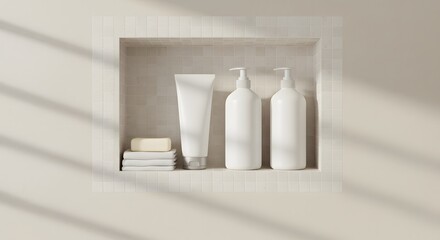 Minimalist Bathroom Product Display Clean Aesthetics and Simple Design