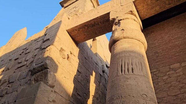 Ancient Columns of Karnak Temple in Luxor, Egypt