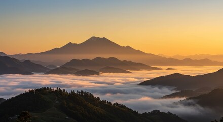 Mountain Landscape with Clouds, Photo