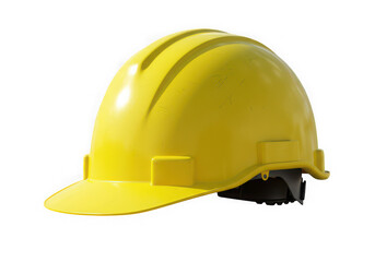 Fototapeta premium Yellow hard hat isolated on transparent background for construction, industry, safety, and personal protective equipment use cases.