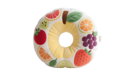 Adorable Fruit Plush Cushion Round Pillow with 3D Decorative Fruits