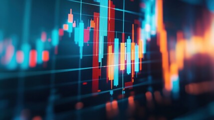 Modern Financial Chart with Colorful Candlesticks and Graph Lines