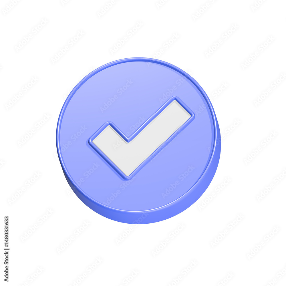 Poster check validation icon 3d button