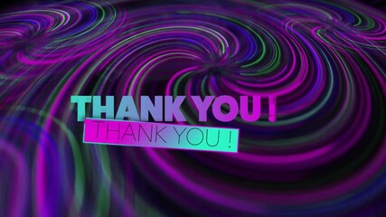 3D render featuring swirling neon in purple, green forming vortex around gradient THANK YOU text - Powered by Adobe
