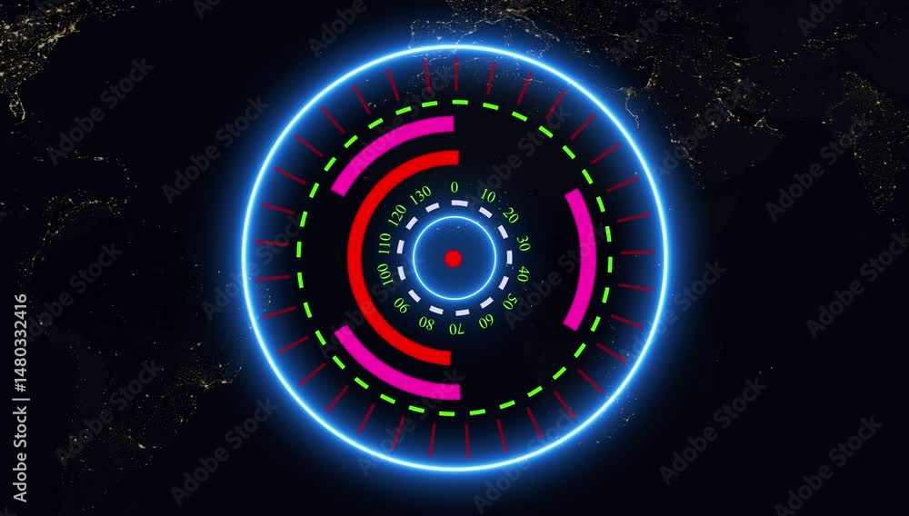 Poster circle blue with endless or infinite loop motion spinning around. futuristic concept. format quick t