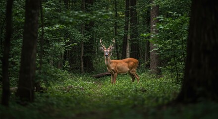 Fototapeta premium Deer in Forest - Photo