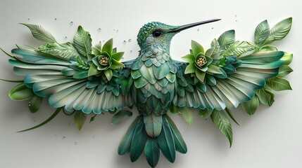 Hummingbird in Bloom: A Botanical Masterpiece