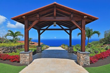 Wooden Gazebo overlooking ocean