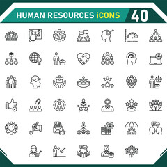 Human Resources  icons collection, with editable stroke. Human Resources thin line icon set. Vector illustration.