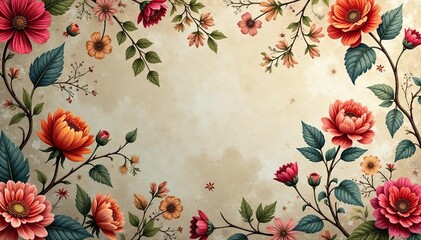Intricate floral tapestry wallpaper pattern in muted tones , pattern, old world, botanical