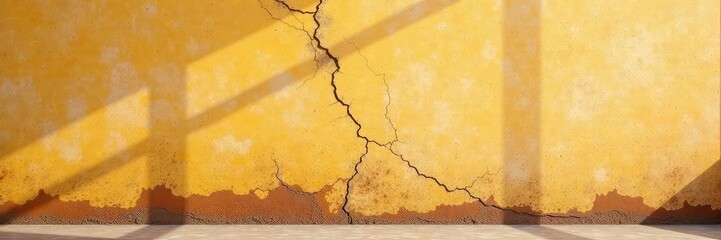 Obraz premium Weathered stucco wall with brown grunge texture and scattered cracks, coarse, texture, stuccowall
