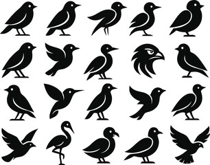 Flight of Elegance,, A Collection of Unique and Smooth Avian Icons Representing Nature's Beauty. 
