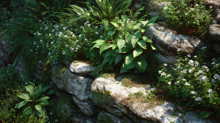 natural textures with greenery