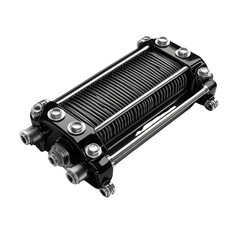 Fototapeta premium Sleek Black Industrial Component Precision Engineering Detailed Metallic on transparent background