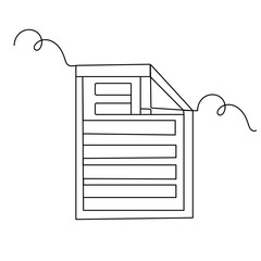 Document with folded corner continuous one line drawing outline vector icon