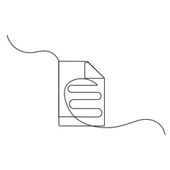 Obraz premium Document with folded corner continuous one line drawing outline vector icon