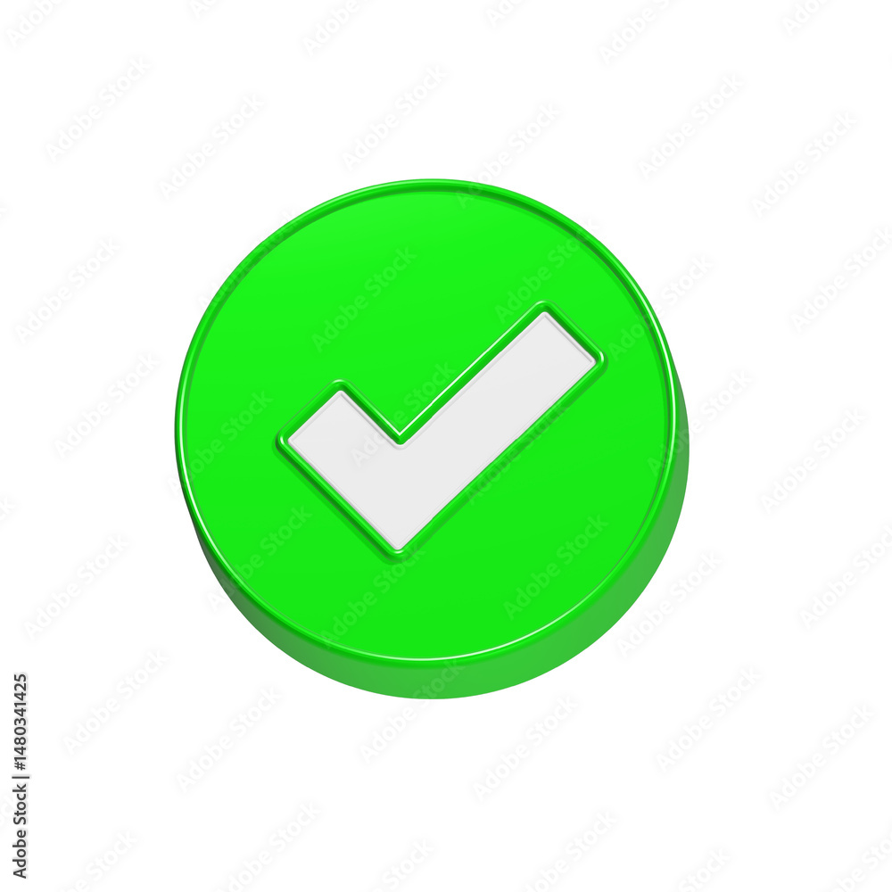 Poster check validation icon 3d button