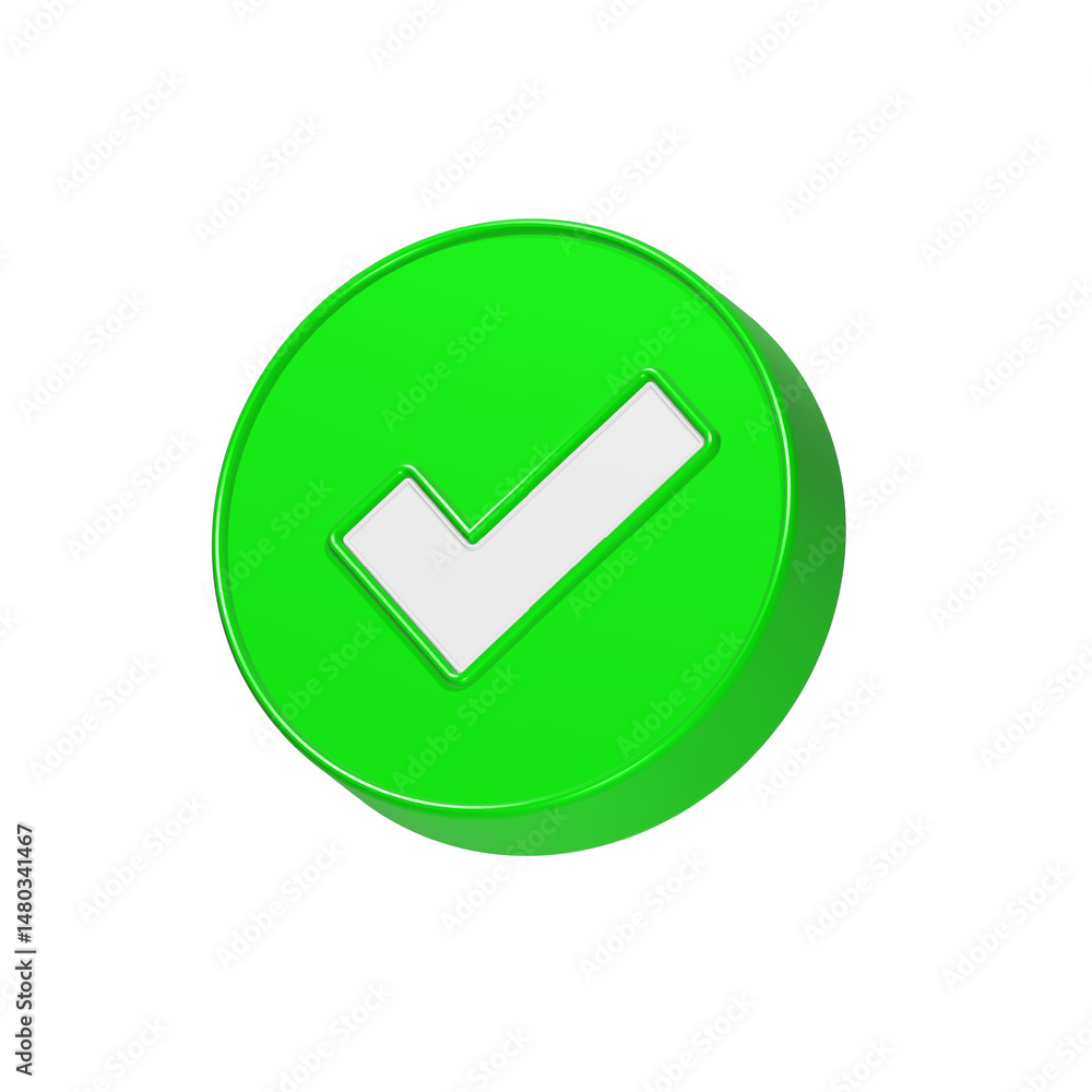 Poster check validation icon 3d button