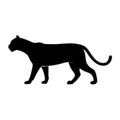 Black panther silhouette vector illustration: wildlife feline predator animal design graphic jaguar, 90