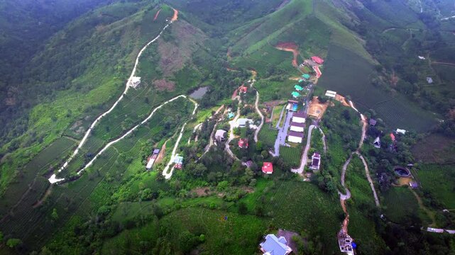 Ariel shot of mountain roads of Vagamon. Vagamon is a hill station located in Kottayam- Idukki border of Kerala.