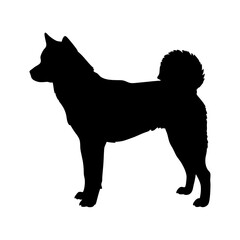 Akita inu dog silhouette vector illustration japanese akita breed dog animal pet graphic design art