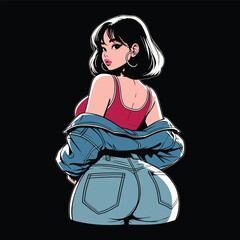 nostalgic lofi anime girl, shibuya girl illustration artwork