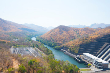 Landscape view of Mae Ngat Somboon Chon dam, Thailand