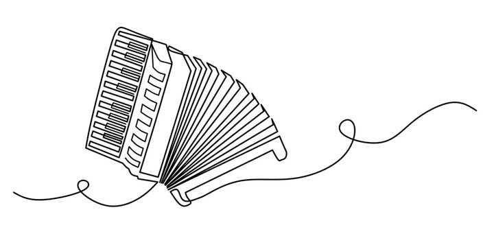 black line art accordion on white clip art preview