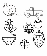 A set of funny cartoon fruits