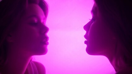 Artistic Portrait of Woman in Vibrant Purple Lighting