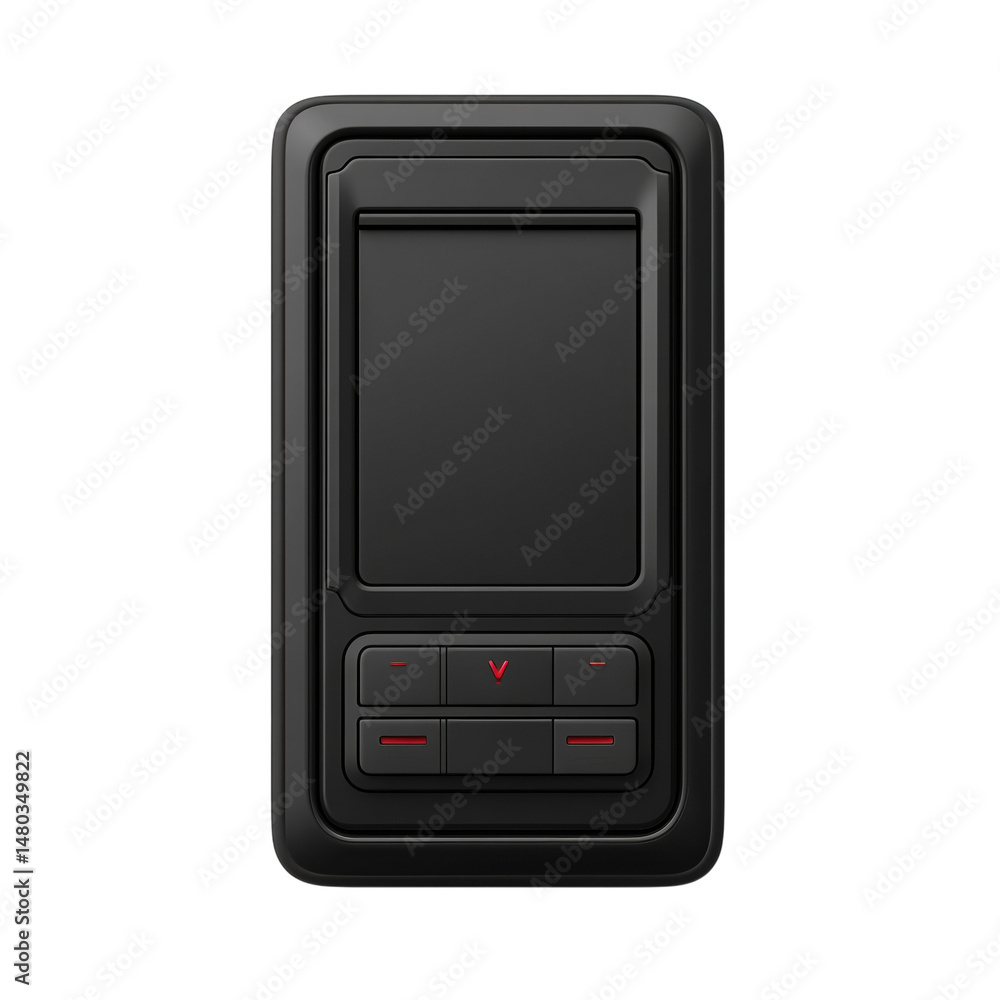 Poster sleek black device with touchscreen buttons modern tech design isolated on on transparent background