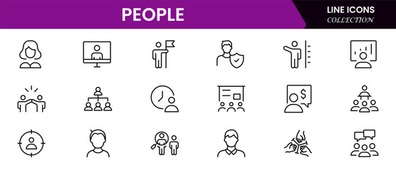People icon set in flat style. Line icon set. Management line icons. Line Business People. Human resources. office management. Vector illustration.