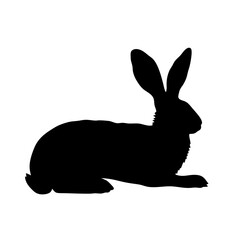 Isolated black silhouette of a rabbit vector illustration for easter bunny animal designs and art projects