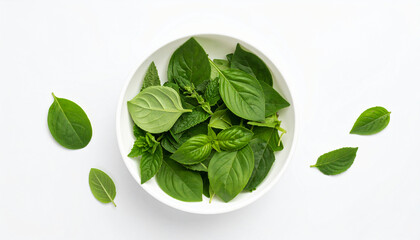 Obraz premium white bowl containing herbal leaves