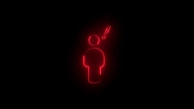 Thinking Man Icon neon glowing effect line animation on black background . 4k HD thinking animation video .