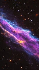 Fototapeta premium Stunning cosmic nebula showcasing vibrant purple, blue, and orange hues against the starry backdrop of space.