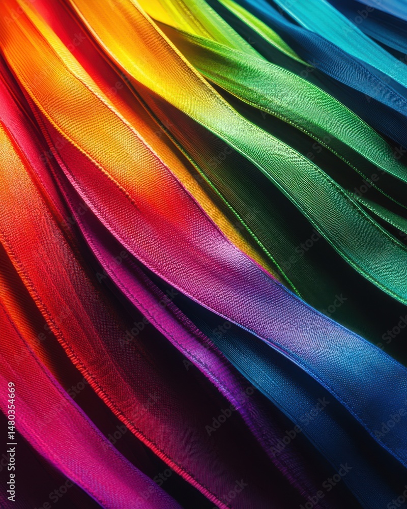 Poster vibrant ribbon waves in a spectrum of colors create a dynamic and artistic display, showcasing beaut