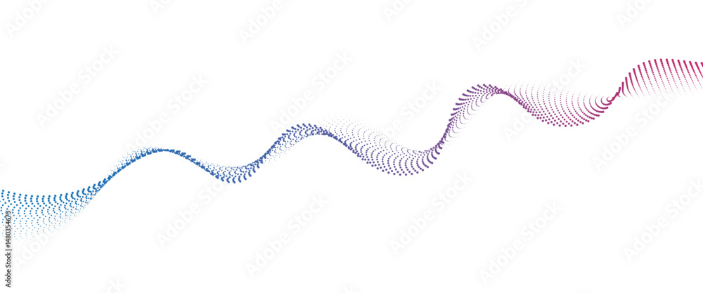 Fototapete Flowing Dot Wave halftone gradient pattern on transparent background	
