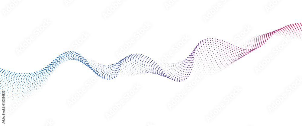 Leinwandbilder Flowing Dot Wave halftone gradient pattern on transparent background	
