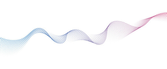 Flowing Dot Wave halftone gradient pattern on transparent background	
