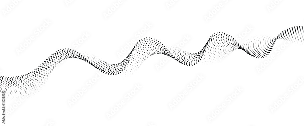 Fototapete flowing dot wave halftone gradient pattern on transparent background