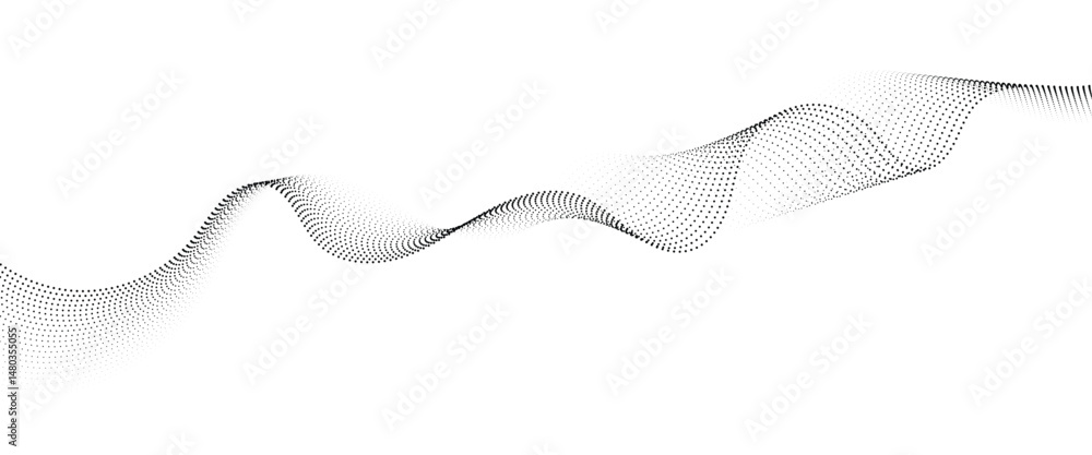 Fototapete flowing dot wave halftone gradient pattern on transparent background