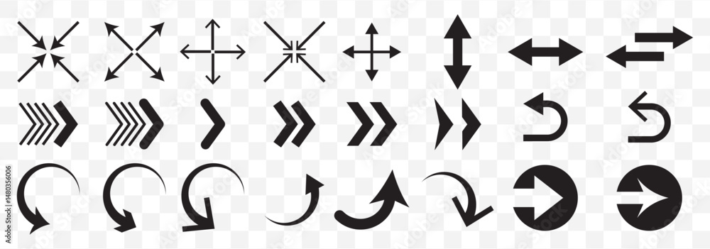 Aufkleber arrow icons set. arrow collection. simple arrow big set. vector illustration on transparent backgrou