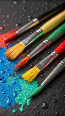 Fototapeta premium Scattered paint droplets adding a dynamic feel.